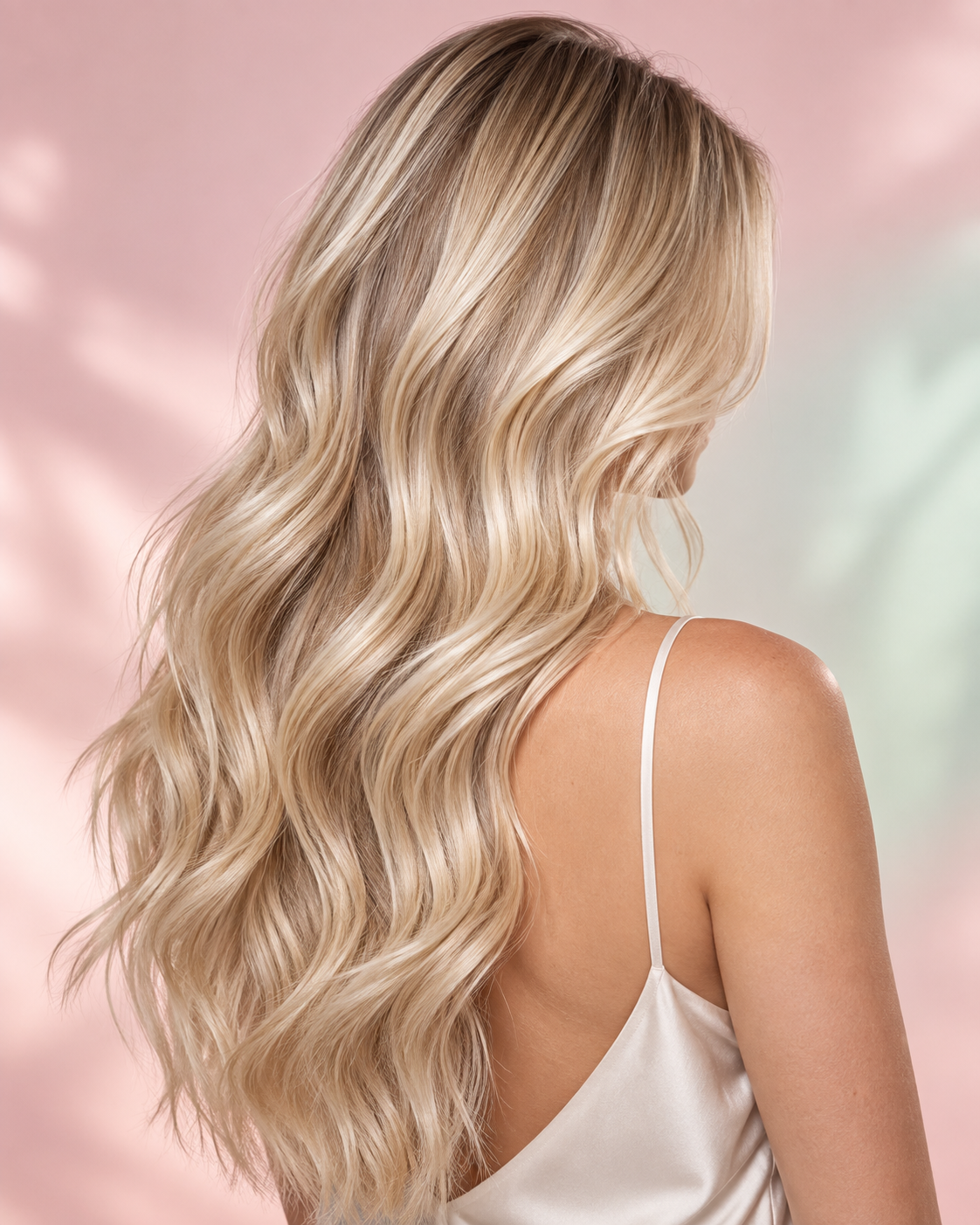 Imagem editorial de cabelo loiro luminoso